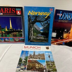 Vintage European Travel Guide Book Lot Paris Norway London Munich English Good